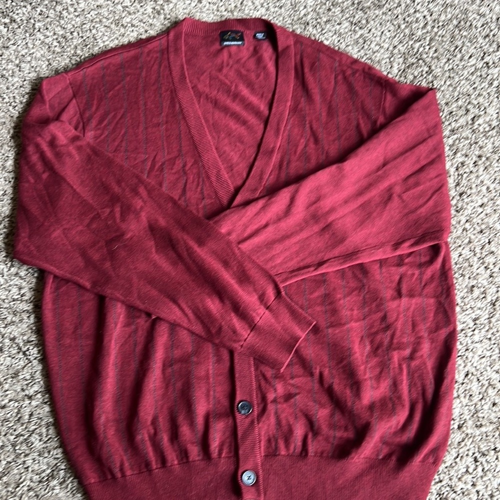 COPY - Greg Norman Cotton Blend Red V-Neck Cardigan Sweater Size XXL NWT